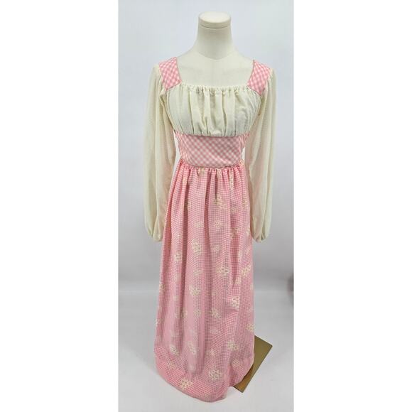 Vintage Candi Jones Pink Gingham Prairie Dress - Picture 1 of 5